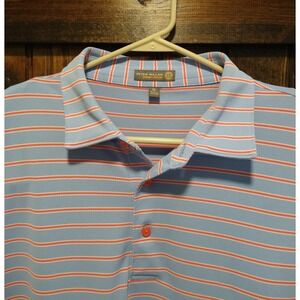 Peter Millar Summer Comfort Mens XL Polo Striped Blue Pink White